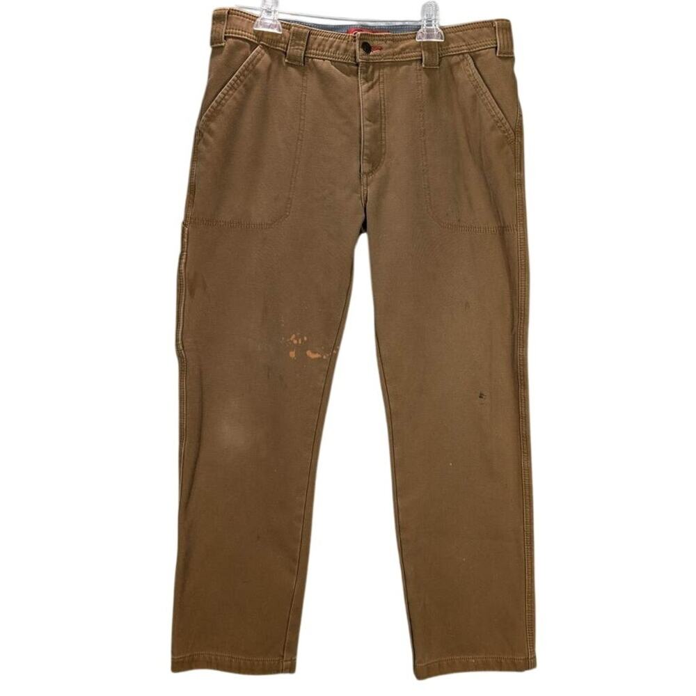 Coleman Pants Mens 34x32 Brown Fleece Lining Reinforced Stitching Utility Pocket